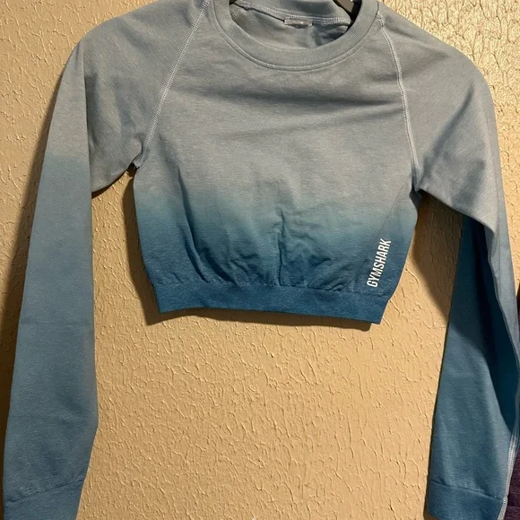 Two!! Gymshark Adapt Ombre Seamless Long Sleeve Crop Tops TWO Size Small XSmall - Picture 4 of 6